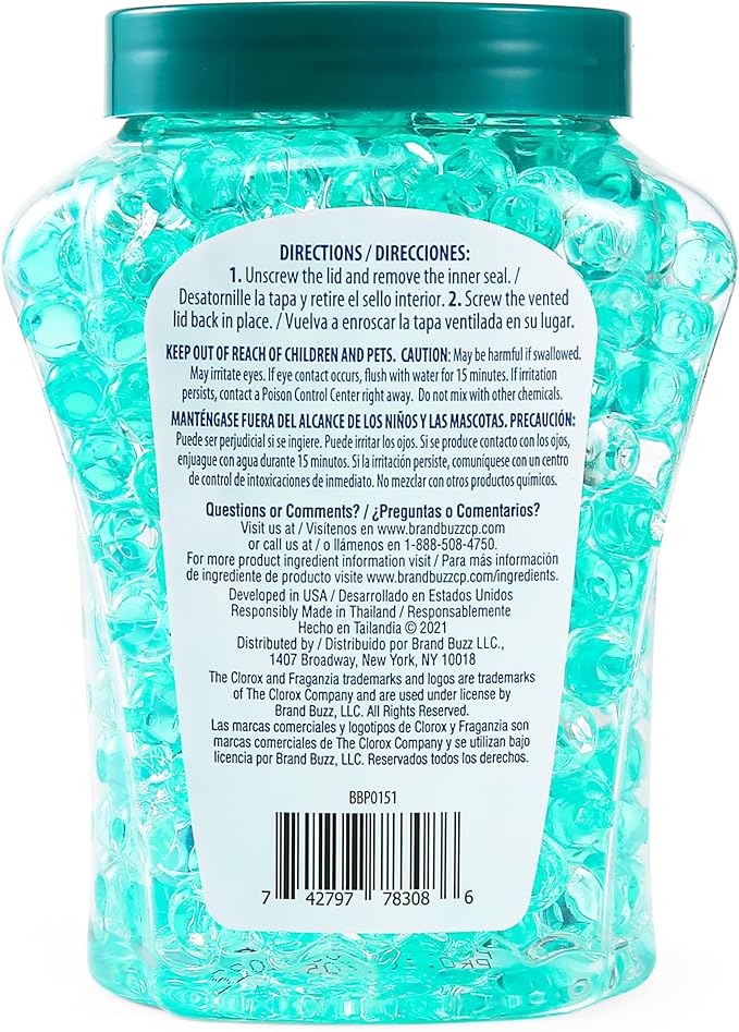 Clorox Fraganzia Crystal Beads Air Freshener Twin Pack, Long Lasting Room Deodorizer and Odor Eliminator Gel Beads for Home, Car, or Office, Island Orchid Scent, 24 Fl Oz
