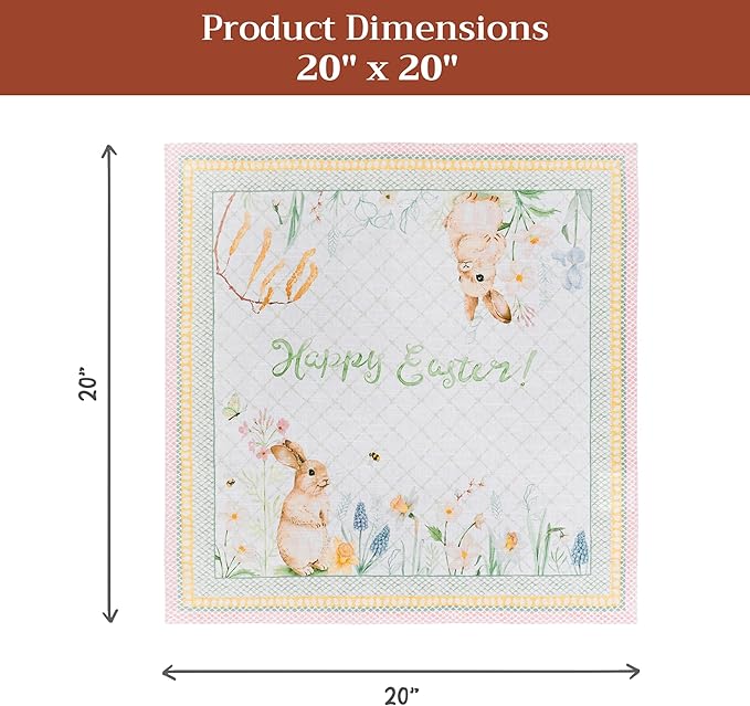 Maison d' Hermine 100% Cotton Cloth Napkins Set of 4 Everyday Reusable Square Napkins Cloth Washable Dinner Party Wedding Restaurant Hotel Kitchen Spring Summer (Easter Dew, 20" x 20")