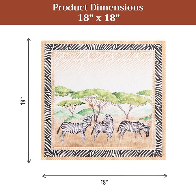 Maison d' Hermine 100% Cotton Cloth Napkins Set of 4 Everyday Reusable Square Napkins Cloth Washable Dinner Party Wedding Restaurant Hotel Kitchen Spring Summer (Zebra Life, 18" x 18")