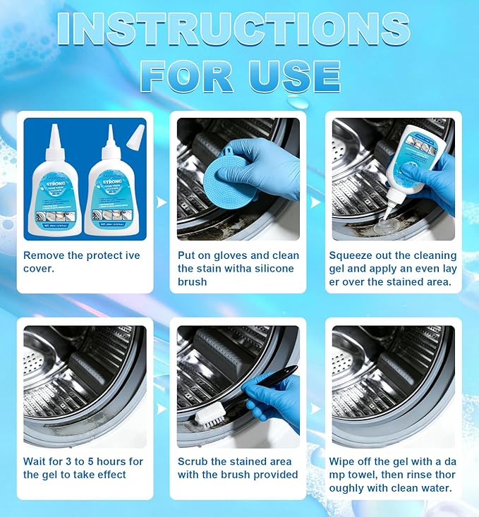 Home Stain Cleaner Gel, Heavy Duty Bathtub Stain Remover for Washing Machine, Toilet, Bathroom Grout, Bathtub, Kitchen Sinks, Tile, Door & Window Tracks（400ml）