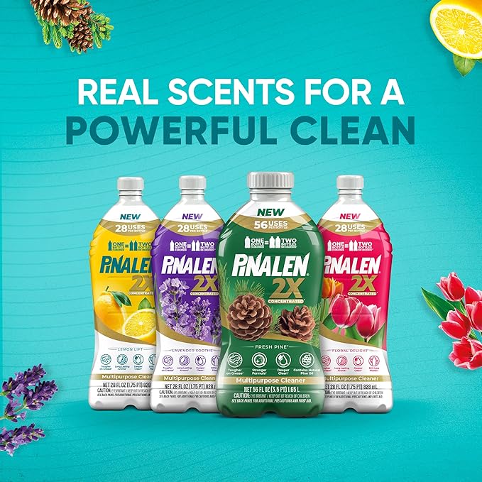PINALEN 2X Max Aromas Concentrated Multipurpose Cleaner - Fresh Pine Scent - 108 fl oz - All Purpose Cleaner for Kitchen, Bathroom, Floors & Outdoors (Pack of 2)