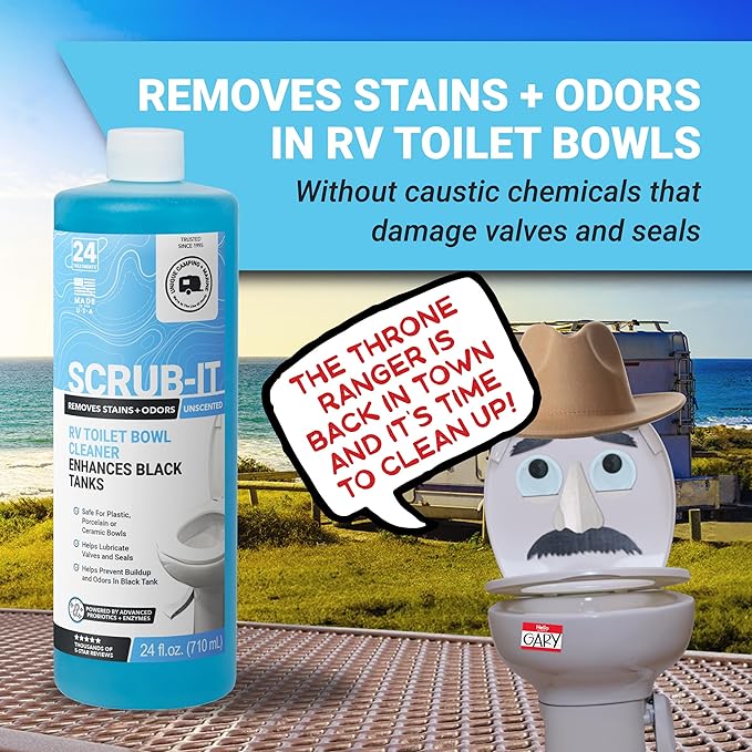 Unique Scrub-It RV Toilet Bowl Cleaner Liquid – Removes Stains, Odors & Debris, Safe RV Toilet Cleaner for RV & Marine Toilets, Value Pack, (24 oz, Pack of 3)