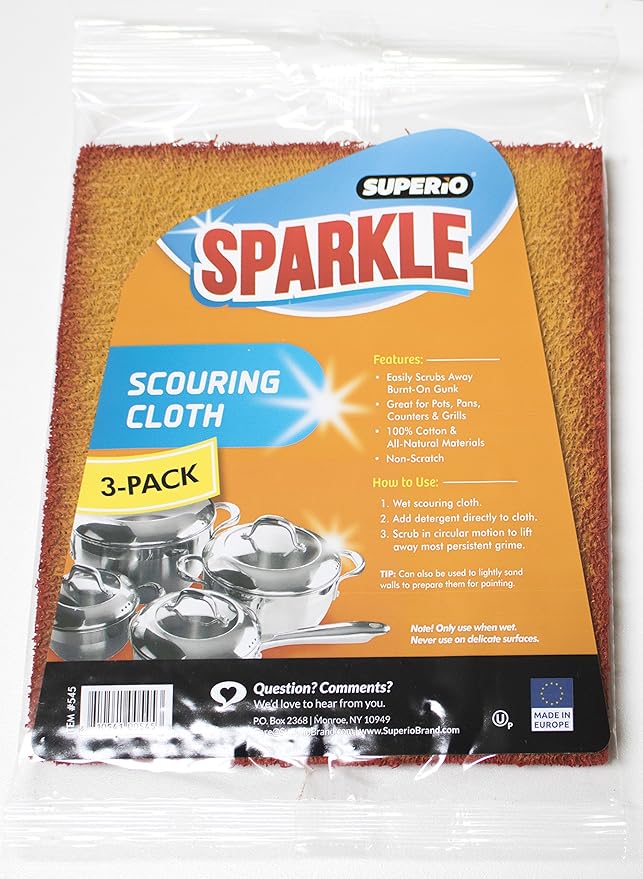 Superio Scouring Pads Non-Scratch Dish Scrubbers, Scrub Cloth for Scouring Kitchen, Dishwashing, Cleaning, 30 Pack