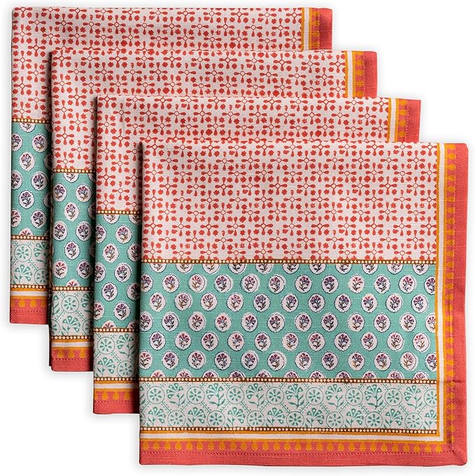 Maison d' Hermine 100% Cotton Cloth Napkins Set of 4 Everyday Reusable Square Napkins Cloth Washable Dinner Party Wedding Restaurant Hotel Kitchen Spring Summer (Provence, 20" x 20")