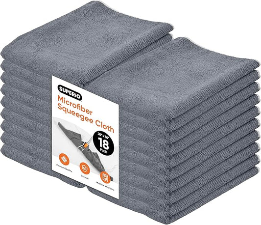 Superio Microfiber Squeegee Mopping Towel Extra Large Miracle Cloth 20 x 30 Streak Free Microfiber Floor Cloth-Rag for Cleaning House, Kitchen, Bathroom-Scratch Free, 18 Pack