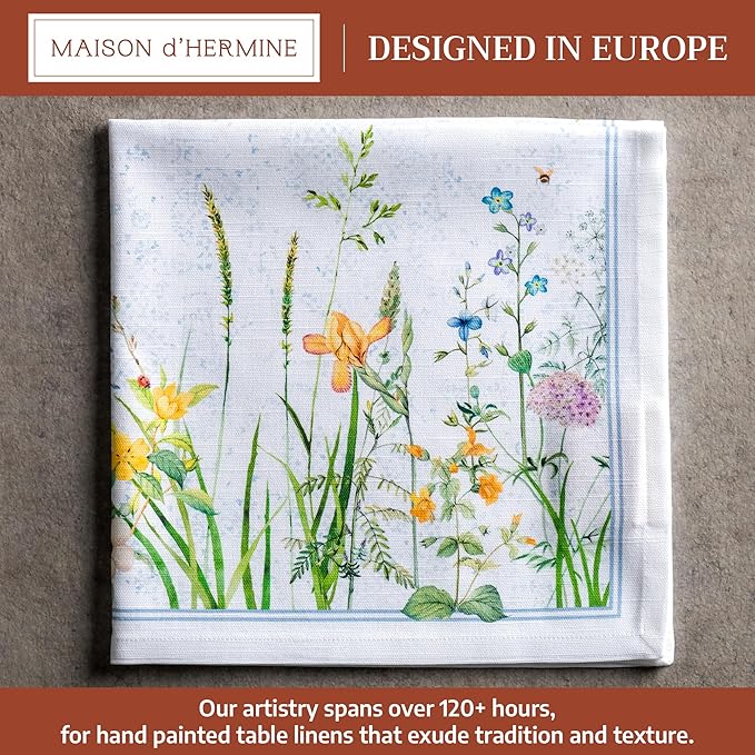 Maison d' Hermine 100% Cotton Cloth Napkins Set of 6 Everyday Reusable Square Napkins Cloth Washable Dinner Party Wedding Restaurant Hotel Kitchen Spring Summer (Fleurs De Mai, 20" x 20")