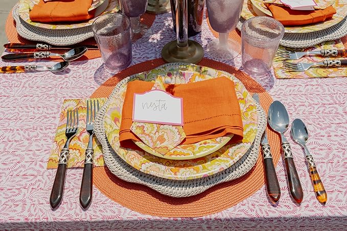 Caspari Marbled Ceramica Rspbrry/Chartreuse Salad & Dessert Plates -8 Paper Plates per Pack, 2 PACKS