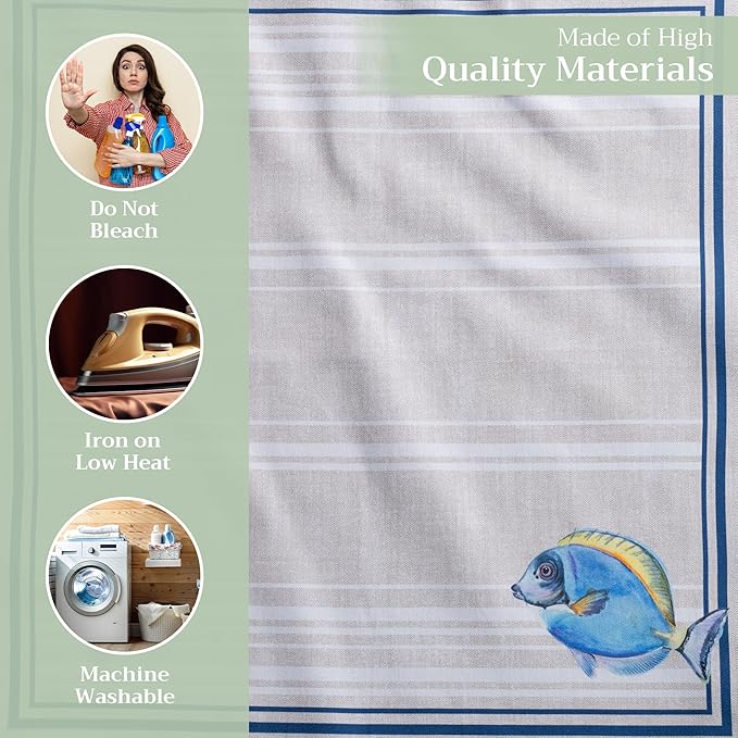 Maison d' Hermine 100% Cotton Cloth Napkins Set of 4 Everyday Reusable Square Napkins Cloth Washable Dinner Party Wedding Restaurant Hotel Kitchen Spring Summer (Poisson, 20" x 20")