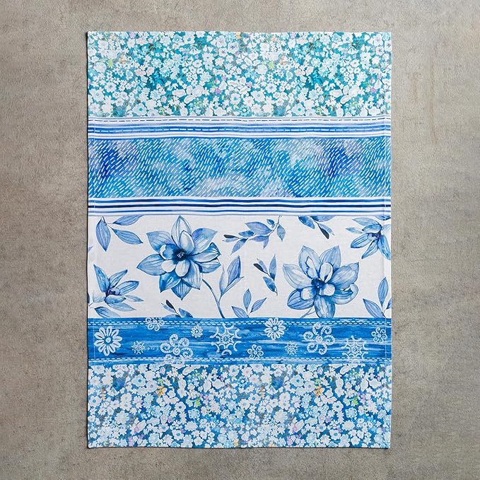 Maison d' Hermine Kitchen Towels Set of 3 100% Cotton 27.50" x 20" Reusable Cloth Tea Dish Towels Absorbent with Hanging Loop for Kitchen Farmhouse Hotel Spring Summer - Summer Blues