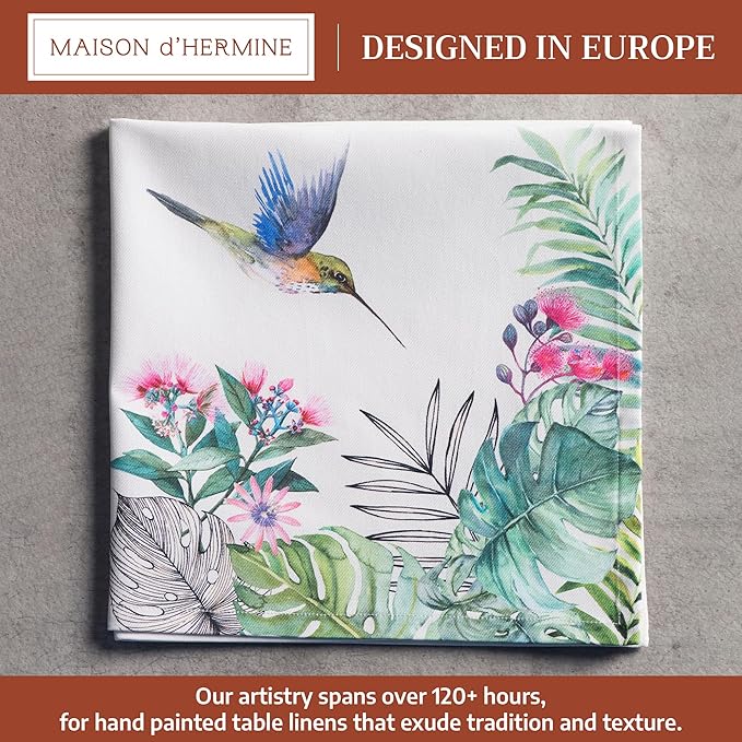Maison d' Hermine 100% Cotton Cloth Napkins Set of 4 Everyday Reusable Square Napkins Cloth Washable Dinner Party Wedding Restaurant Hotel Kitchen Spring Summer (Tropiques, 20" x 20")