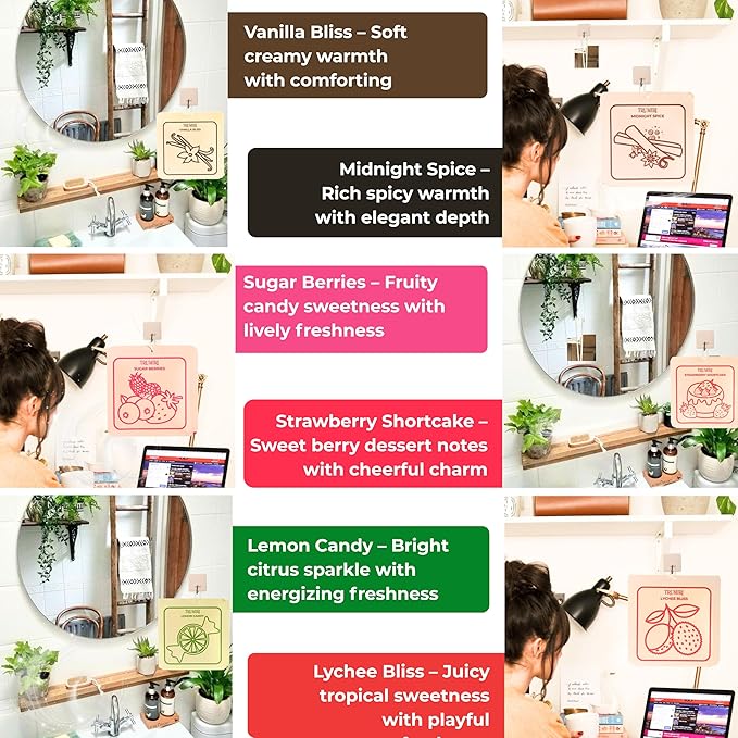 Room Deodorizer Gel Odor Eliminator For Home - Variety Pack Of 6 - Lemon Candy|Strawberry Shortcake|Lychee Bliss|Sugar Berries|Midnight Spice|Vanilla Bliss - Bathroom Air Freshener Odor Absorber