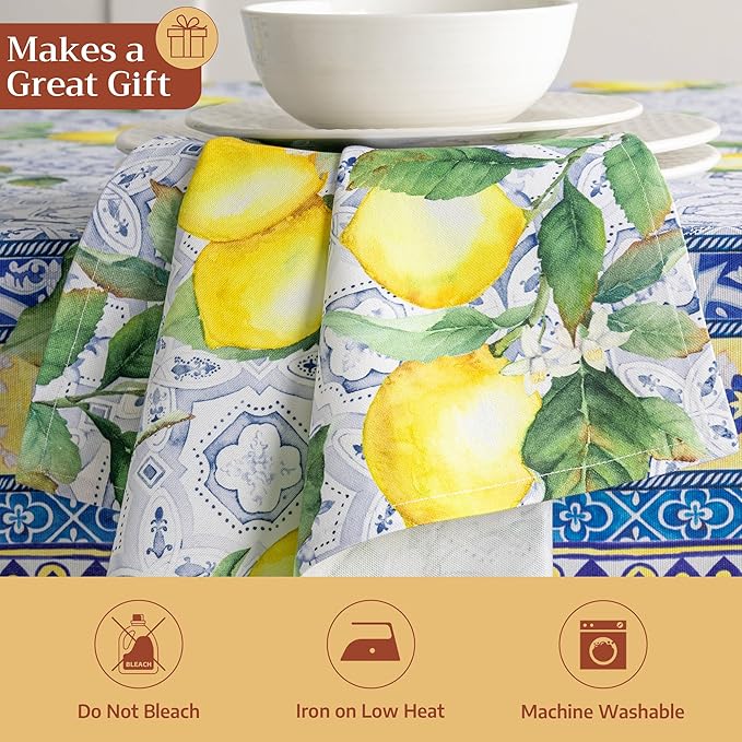 Maison d' Hermine 100% Cotton Cloth Napkins Set of 4 Everyday Reusable Square Napkins Cloth Washable Dinner Party Wedding Restaurant Hotel Kitchen Spring Summer (Citrus, 20" x 20")