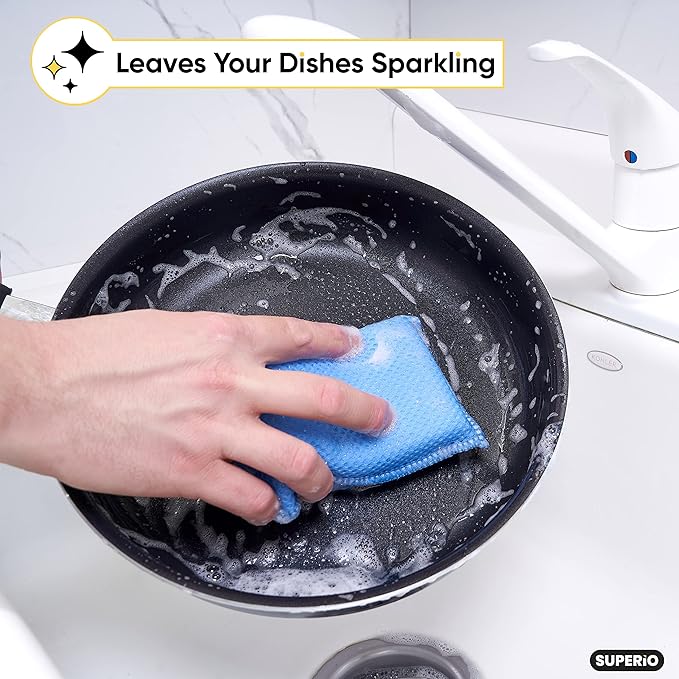 Microfiber Sponges for Dishes Kitchen Sponges Non-Scratch Sponge Dish Scrubber Heavy Duty Household Cleaning Sponges Multi-Purpose Cleaning Supplies Dish Sponge Kitchen Sponges Pack of 1