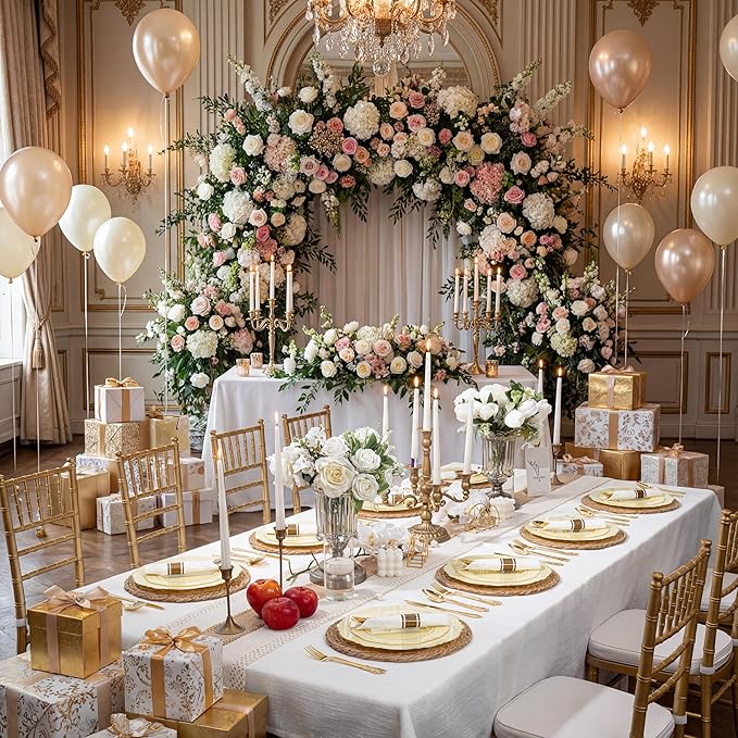 Liacere 350PCS Yellow Plates - Yellow Disposable Plastic Plates With Gold Rim-50Guest Plastic Dinnerware include 100 Plates,50 Pack Pre Rolled Napkins with Silverware 50Cups for Wedding＆Mother's Day