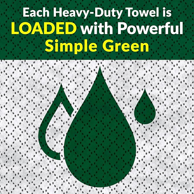 Simple Green Professional Grade Heavy-Duty Cleaning and Degreasing Towels,All-Purpose Cleaning Wipes,75 Count (Pack of 6)