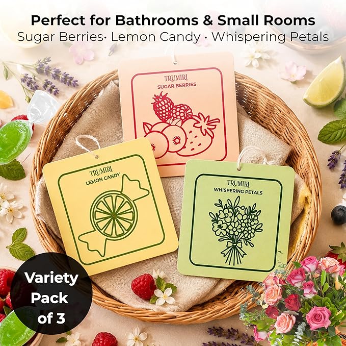 Room Deodorizer Gel Odor Eliminator For Home - Variety Pack Of 3 - Lemon Candy|Sugar Berries|Whispering Petals - Non Plug In Strong Scent Bathroom Air Freshener Odor Absorber Closet Deodorizer