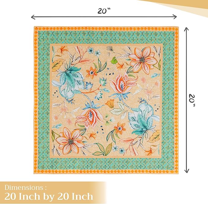 Maison d' Hermine 100% Cotton Cloth Napkins Set of 4 Everyday Reusable Square Napkins Cloth Washable Dinner Party Wedding Restaurant Hotel Kitchen Spring Summer (Luxury Loft - Peach, 20" x 20")