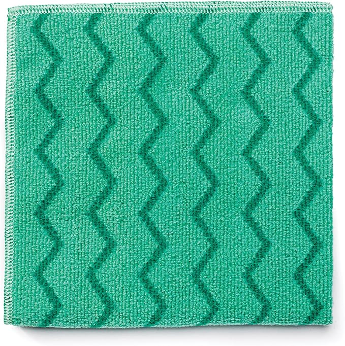 Rubbermaid Commercial Products HYGEN Microfiber Cloth, 16 x 16 inch, Green, Multi-Purpose Rag/Towel for Janitorial/Professional Heavy-Duty Cleaning/Scrubbing