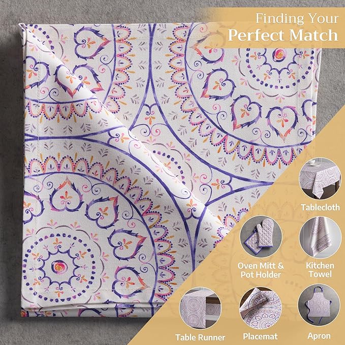 Maison d' Hermine 100% Cotton Cloth Napkins Set of 4 Everyday Reusable Square Napkins Cloth Washable Dinner Party Wedding Restaurant Hotel Kitchen Spring Summer (Mandala, 20" x 20")
