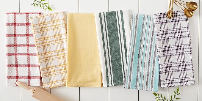 DII Assorted Woven, Kitchen Dishtowel Set, 18x28, Honey Gold, 5 Piece