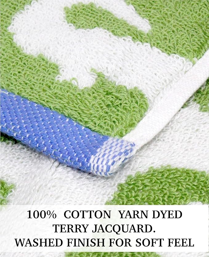 ORIGINAL KIDS Wash Cloth - Bath Time in A While Crocodile Set of 12 Washcloths - 100% Cotton Jacquard Super Soft Colorful Absorbent Quick Dry Easy Care Face Towel Face Cloth Gift - 12x12 - Green Blue