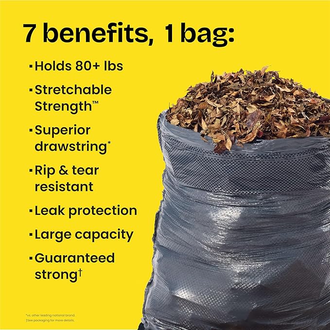 Glad Large 30 Gallon Trash Bags, Unscented Heavy Duty Garbage Bags, Forceflex with Drawstring, 50 Count (Packaging May Vary)