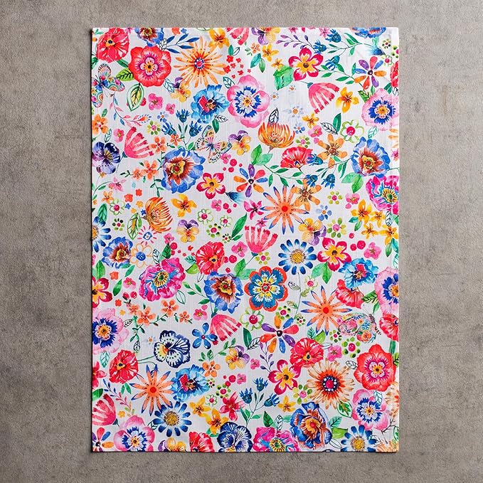 Maison d' Hermine Kitchen Towels Set of 3 100% Cotton 27.50" x 20" Reusable Cloth Tea Dish Towels Absorbent with Hanging Loop for Farmhouse Hotel Spring Summer - Happy Florals - High Summer