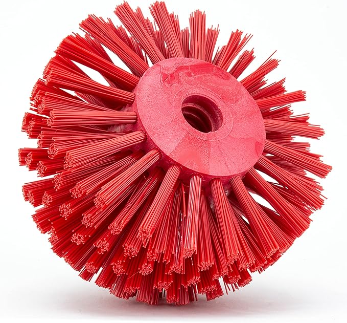 SPARTA Industrial Tank Brush Head Pipe Brush Head, Drain Brush with 3/4" Thread Hole (Handle Not Included) for Commercial Use, Plastic, 5 x 3.9 Inches, Red - (Pack of 1)