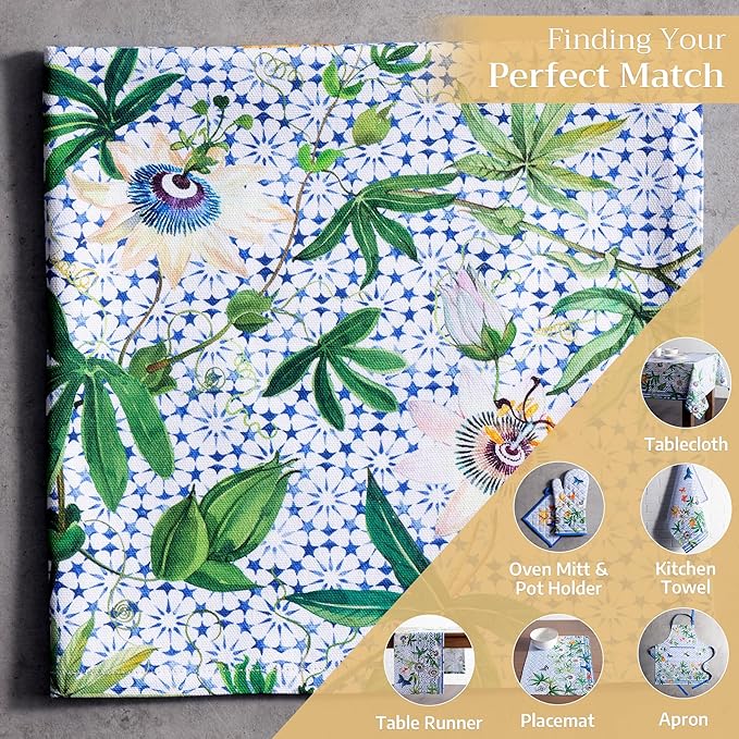 Maison d' Hermine 100% Cotton Cloth Napkins Set of 4 Everyday Reusable Square Napkins Cloth Washable Dinner Party Wedding Restaurant Hotel Kitchen Spring Summer (Passiflora, 20" x 20")