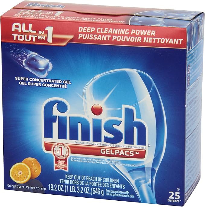 Finish Gelpacs Scent Automatic Dishwasher Detergent, Orange, 25 Count