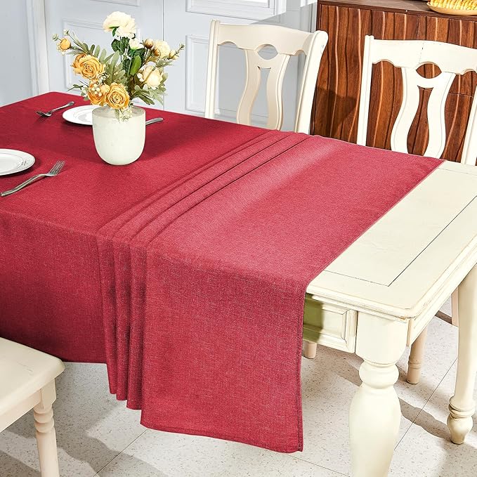 IVAPUPU Textured Linen Table Cloth for Rectangle Table - Waterproof Fabric Tablecloth Rectangular Wrinkle Free Wipeable Dining Cover for Wedding/Birthday/Party/Holiday Decor, 60 x 120 Inch
