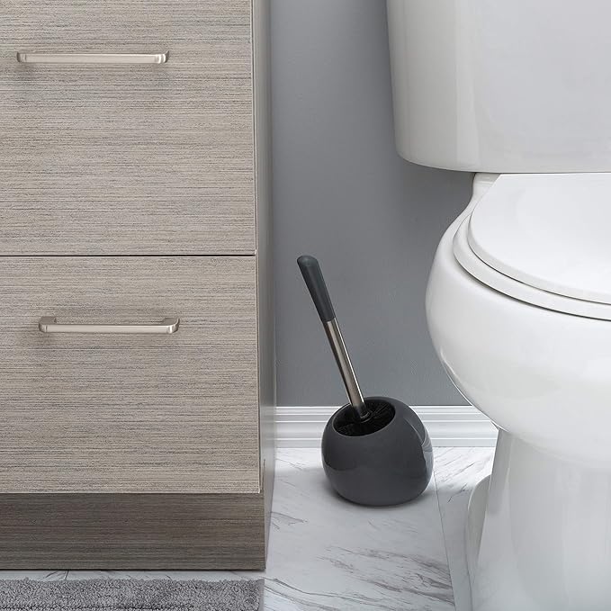 Bath Bliss Ceramic Dome Toilet Brush & Holder in Grey