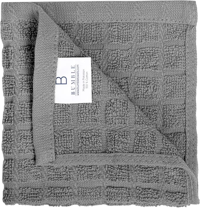 Bumble Dish Cloths (6 Pack) | 12” x 12” | 100% Cotton Kitchen Towels | 405 GSM | Soft, Highly Absorbent & Durable Dish Towels for Kitchen | Gray