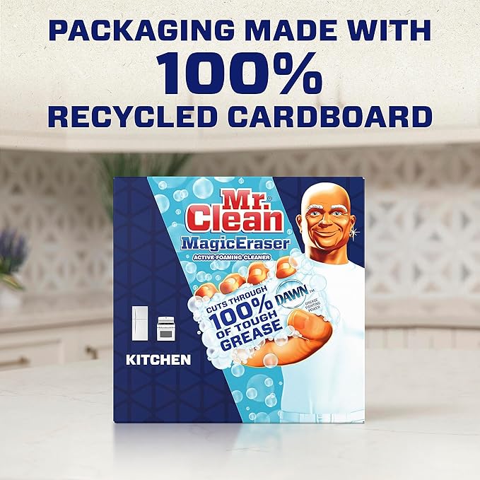 Mr Clean Magic Erasers with Dawn, Bathroom, Shower, and Oven Cleaner, Cleaning Pads with Durafoam, 4 Count