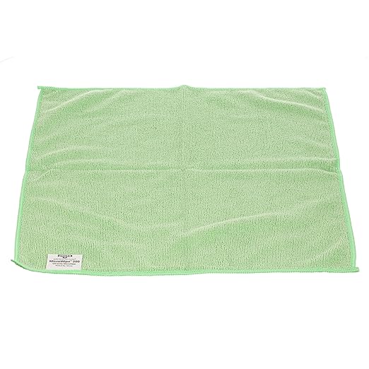 Unger Commercial MicroWipe™ 200 Ultralite Microfiber Cleaning Cloth, 16" x 16", Green, 10-Pack – Ideal for Light-Duty Dusting and Damp Cleaning ME400