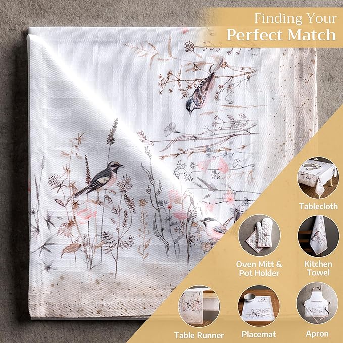 Maison d' Hermine 100% Cotton Cloth Napkins Set of 4 Everyday Reusable Square Napkins Cloth Washable Dinner Party Wedding Restaurant Hotel Kitchen Spring Summer (Meadow Florals - Brown, 20" x 20")
