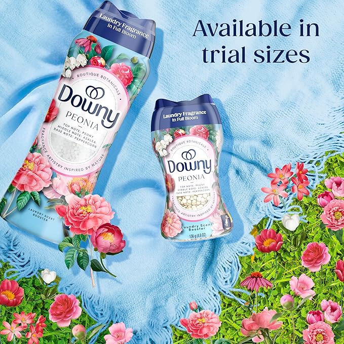 Downy Boutique Botanicals In Wash Laundry Scent Booster Beads, PEONIA Scent, 21.1 oz, Boutique Fragrances inspired by the Artistry of Nature