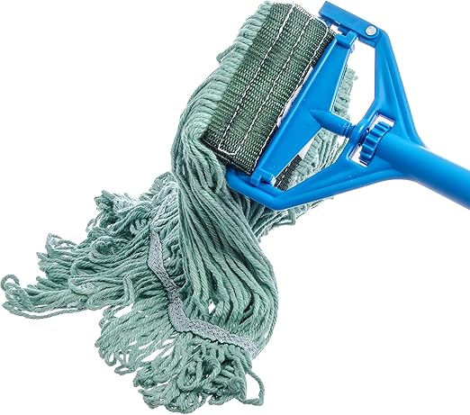 SPARTA Flo-Pac Cotton Mop Head, Loop-Ended, Wide Band with Green Band for Organized Cleaning, Medium, Green