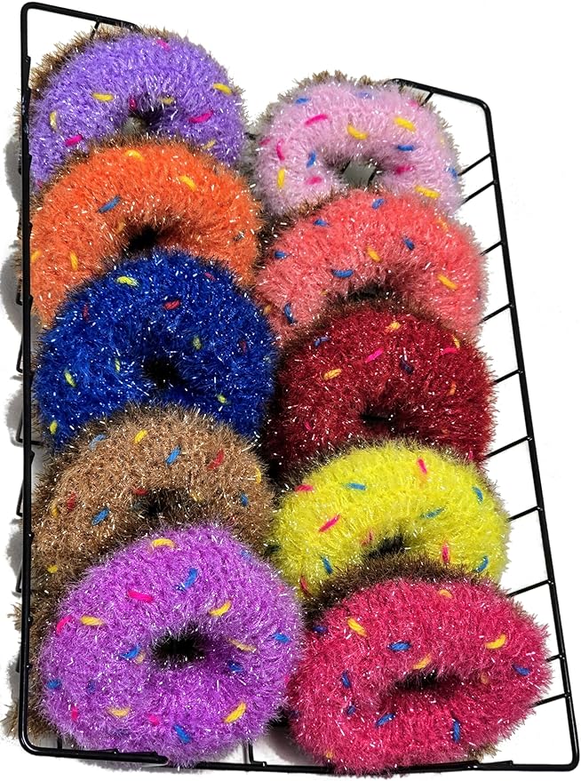 100% Handmade Crochet Donut Design Dish Scrubber Dishwash Scrubbies 3 Set