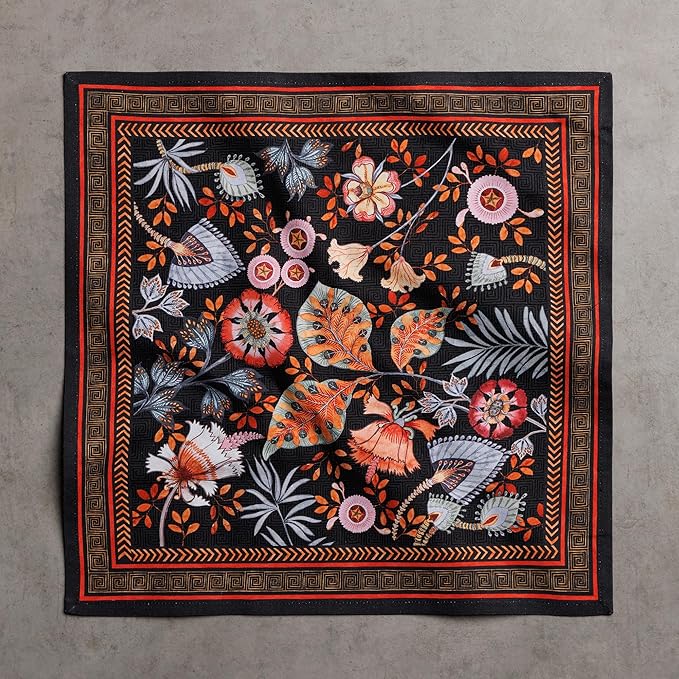 Maison d' Hermine 100% Cotton Cloth Napkins Set of 4 Everyday Reusable Square Napkins Cloth Washable Dinner Party Wedding Restaurant Hotel Kitchen Spring Summer (Jacobean Florals, 18" x 18")