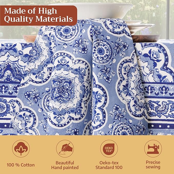 Maison d' Hermine 100% Cotton Cloth Napkins Set of 4 Everyday Reusable Square Napkins Cloth Washable Dinner Party Wedding Restaurant Hotel Kitchen Spring Summer (Melodie Bleue, 20" x 20")
