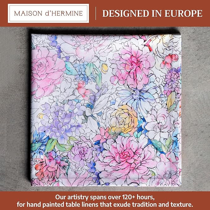 Maison d' Hermine 100% Cotton Cloth Napkins Set of 4 Everyday Reusable Square Napkins Cloth Washable Dinner Party Wedding Restaurant Hotel Kitchen Spring Summer (Floral Love, 20" x 20")