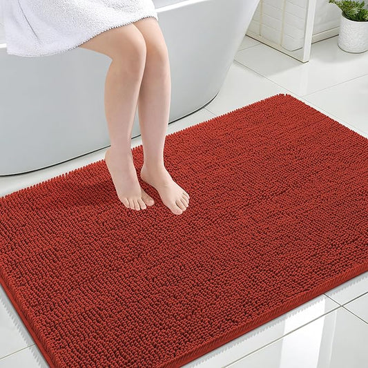OLANLY Large Bathroom Rugs 47x32, Soft Absorbent Chenille Bath Rugs, Rubber Backing Quick Dry, Machine Washable Bath Mats for Bathroom Floor, Tub and Shower, Home Decor Accessories, Rustic Terracotta