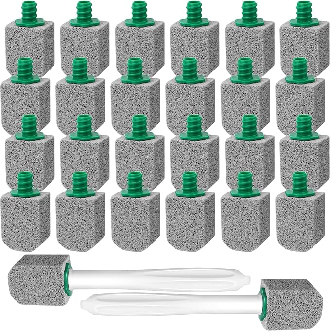24 PCS Long Handle Pumice Stone with Cleaner Toilet Pumice Stone for Toilet Bowl Cleaning, Powerfully Away Limescale Stain,Hard Water Ring, Cleaning Block for Pool Bathtubs Sink Gril (24)