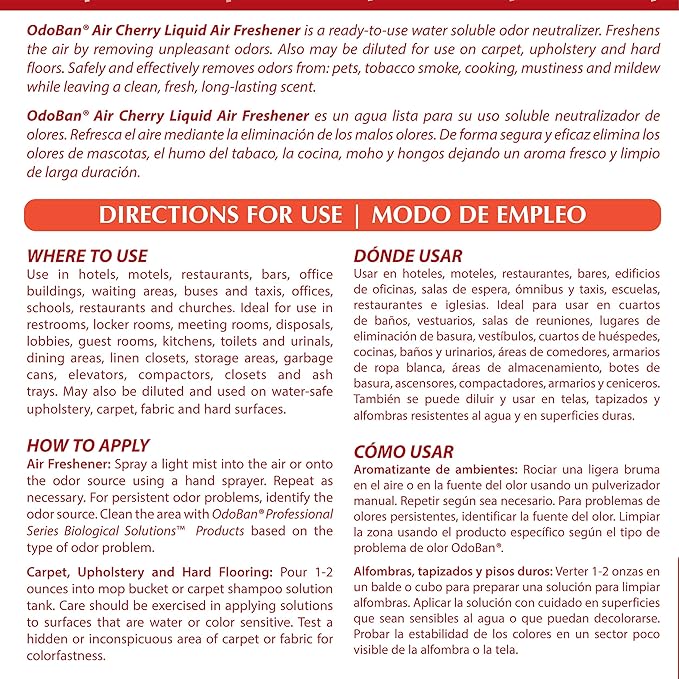 OdoBan Professional Series Ready-to-Use Air Liquid Air Freshener, Made in the USA, Cherry, Spring Fresh and Lavender Variety, Set of 3, 1 Gallon Each
