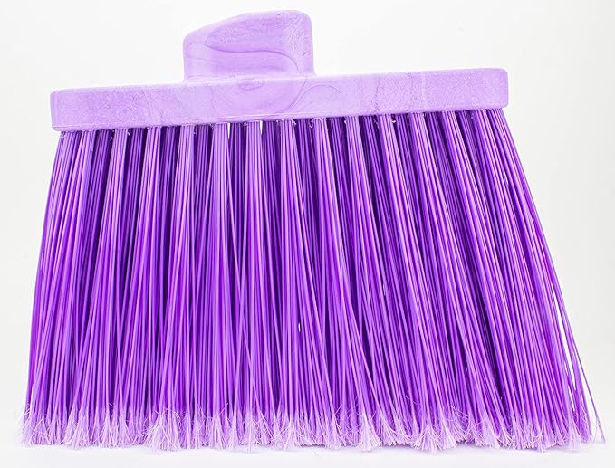 SPARTA Plastic Broom Head, Angled, Flagged for Small Debris Indoor, Outdoor, Home, Restaurant, Lobby, Office, 12 Inches, Purple
