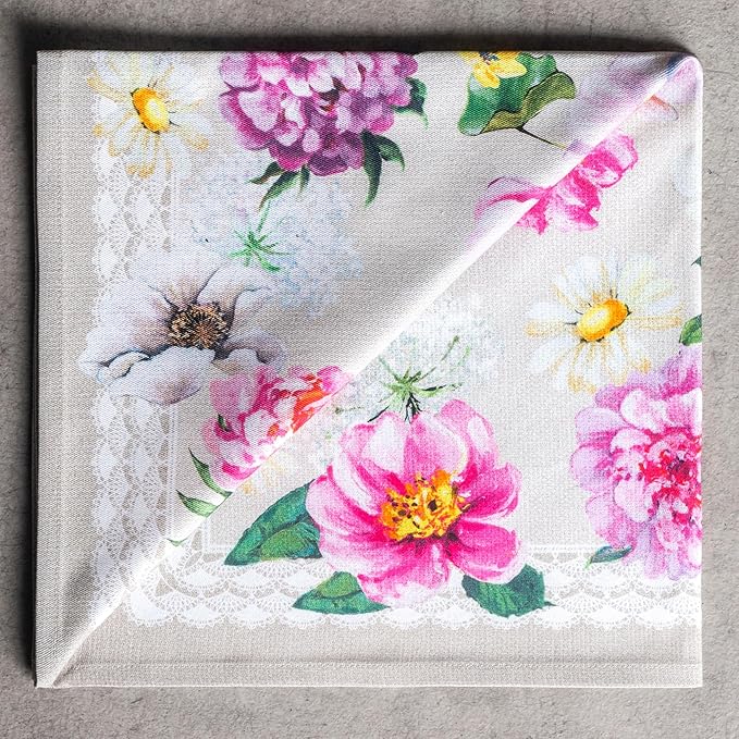 Maison d' Hermine 100% Cotton Cloth Napkins Set of 4 Everyday Reusable Square Napkins Cloth Washable Dinner Party Wedding Restaurant Hotel Kitchen Spring Summer (Pivoine, 20" x 20")
