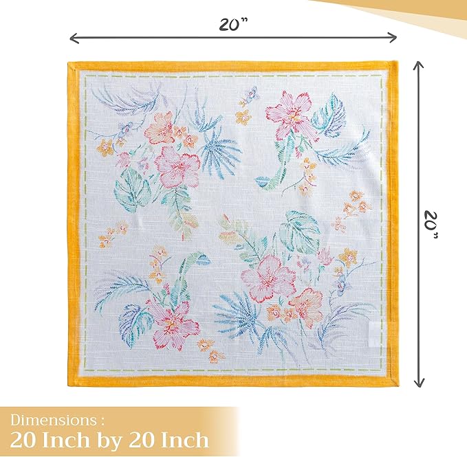 Maison d' Hermine 100% Cotton Cloth Napkins Set of 4 Everyday Reusable Square Napkins Cloth Washable Dinner Party Wedding Restaurant Hotel Kitchen Spring Summer (Paradise Island, 20" x 20")