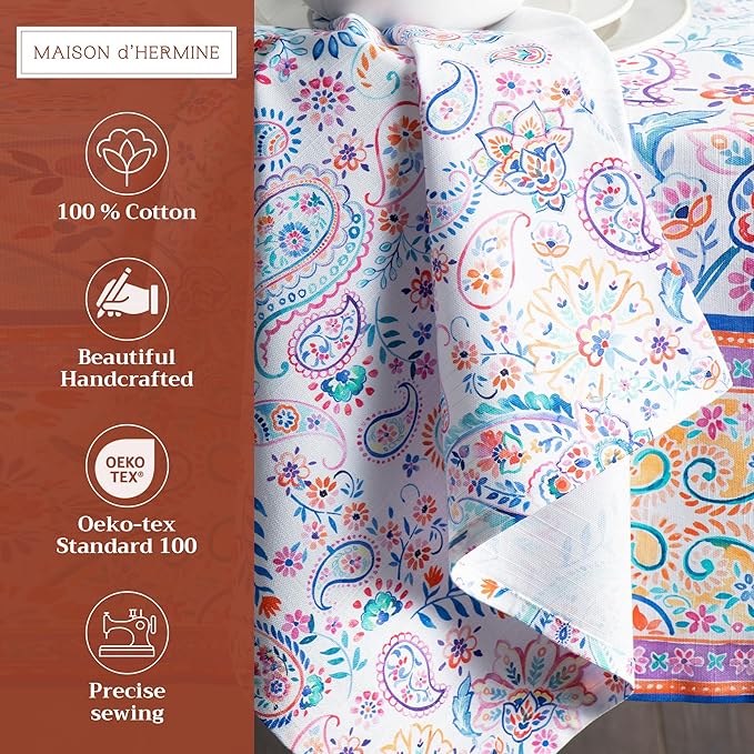 Maison d' Hermine 100% Cotton Cloth Napkins Set of 4 Everyday Reusable Square Napkins Cloth Washable Dinner Party Wedding Restaurant Hotel Kitchen Spring Summer (Indian Floral, 20" x 20")