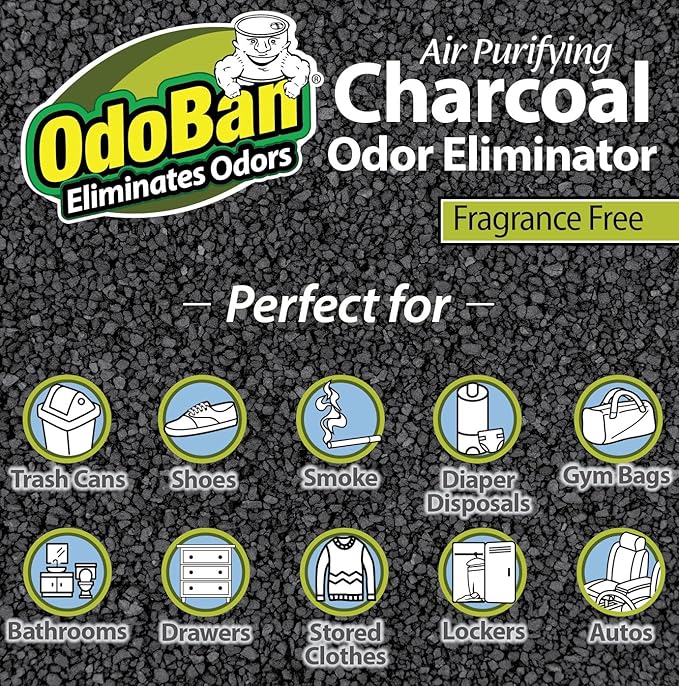 OdoBan Air Purifying Charcoal Natural Odor Eliminator, Non-Toxic Formula, Made in the USA, Fragrance Free, 200 Gram Bag